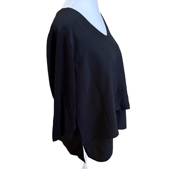Diane Gillman Women's Petite Large 3/4 Sleece Double Layer Black Shirt - Picture 4 of 5